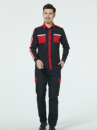 時尚紅黑配色襯衫